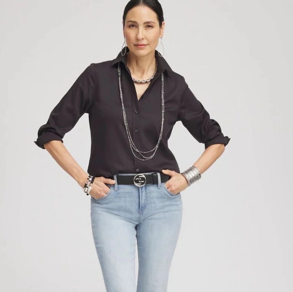 Chico's No Iron™ Stretch-Sateen Shirt - Picture 2 of 9